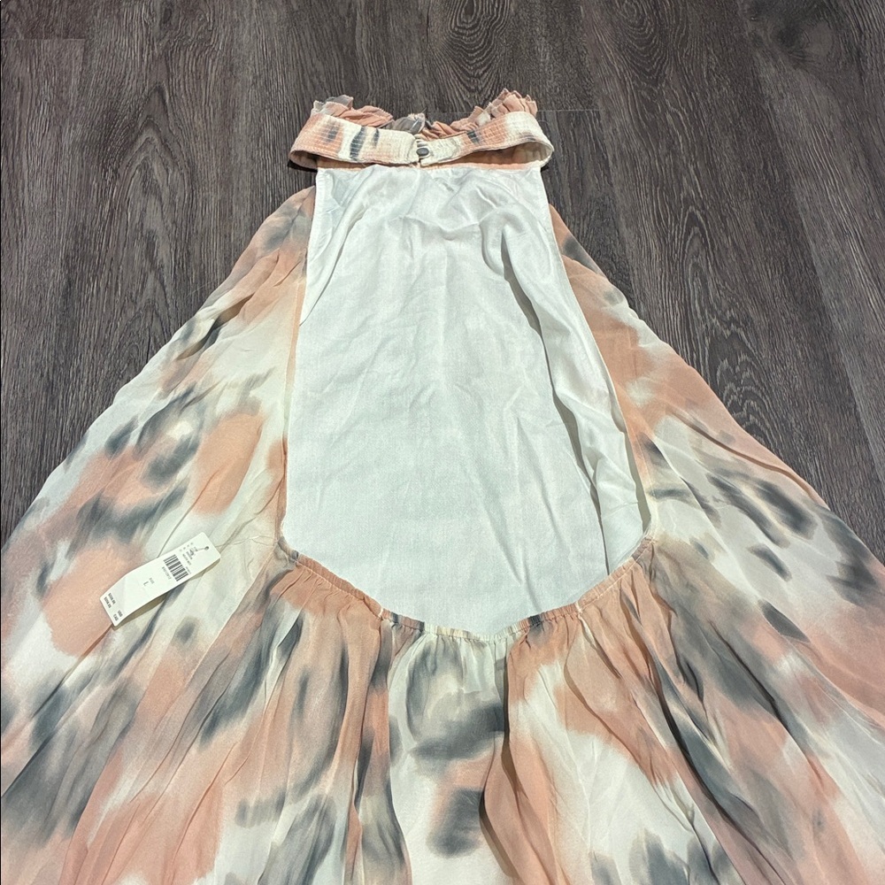 Anthropologie Blush and Gray Watercolor Halter Maxi Dress - Picture 13 of 16